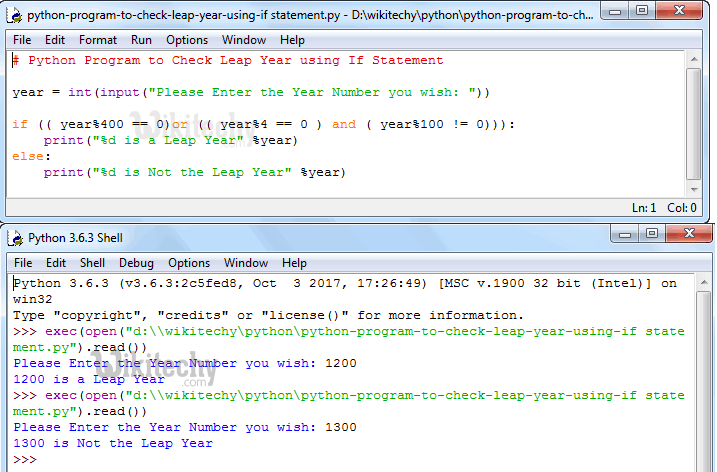  Python Program to Check Leap Year using If Statement